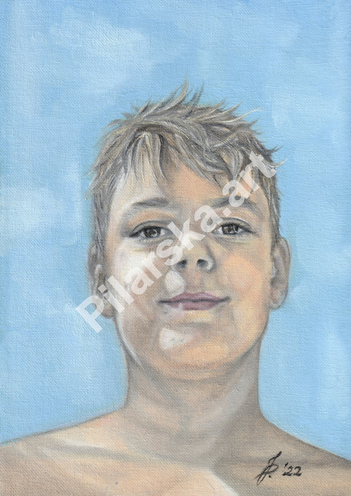 Nikodem – Głowa w chmurach - portret olejny wykonany na zamówienie ze zdjęcia